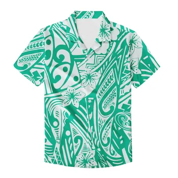 1 MOQ Egyedi Strand Ingek Férfiak számára Polinéz Hawaii Nyaralás Laza Alkalmi Le Gomb Rövid Ujjú Plus Size Póló