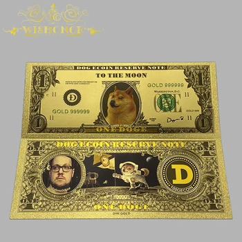 10db/sok Szép, Színes BTC Bitcoin Dogecoin 1 100 Bankjegy a 24 karátos Aranyozott Gyűjtési