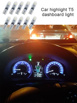 10DB T5 LED Auto Autó Led Izzók Nincs Polaritás Műszerfal Lámpa 2-3014 SMD Ajtó Rendszám Fény Fehér 12V DC Autó Alkatrész