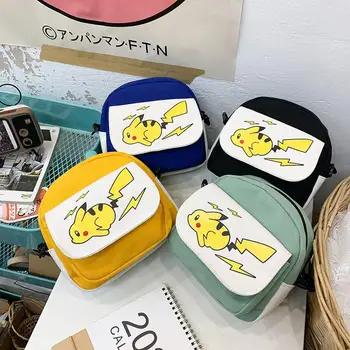 18 CM Kawaii Pokémon Anime Sorozat Pikachu Vászon Táska Átlós Csomag Váll 3D Nyomtatás Baba Fiú Lányok, Ünnep, Ajándék