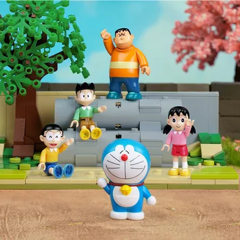 2021 új klasszikus anime Doraemon helyreállítása cement cső nyitott tér jelenet modell építőkocka játék épület-blokk, lány, fiú játék