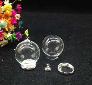 20sets/sok 20*12mm Üveg földgömb ezüstözött ékszerek megállapítások injekciós üveg medál üveg búra fedezze nyaklánc, medálok