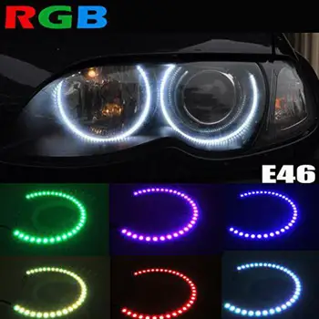 2X131MM 2X146MM Színes RGB LED Angel Eye Halo Gyűrűk BMW E39 E46 3 5 7 Sorozat Fényszóró