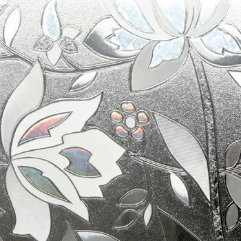3D 100x45cm antisztatikus Üveg Matrica Átlátszó Virág Ablak Papír Matrica Üveg Ablak Öntapadó Fólia-Fólia Dekorációval Önálló Ragasztó