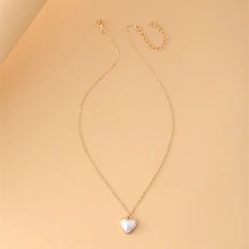 50664 divat pedig gyönyörű ékszerek, kreatív egyszerű mesterséges gyöngy szív alakú medál alufelni kulcscsont lánc
