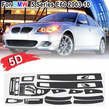 5D Fényes Szénszálas Autó Belső Műszerfal Matrica Alkalmas BMW 5-ös Sorozat E60 2003-2010 Bal oldali Meghajtó & jobbkormányos