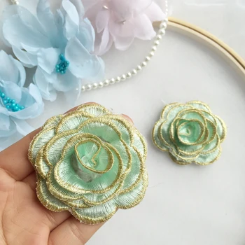 5piece Kék, zöld, arany edge 3D csipke virág javítás matricák DIY színpadi tánc ruha kiegészítők
