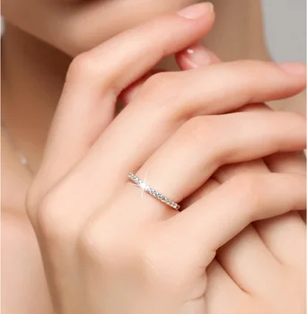 925 Ezüst FL Gyémánt Nyitott Gyűrű a Nők Anillos Bizuteria Finom Ékszerek Anillos Mujer Bijoux Femme Drágakő Ezüst Gyűrűk Lányok