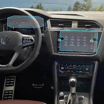 A Volkswagen Tiguan 2021 2022 Autó Navigtion Műszerfal Edzett Üveg LCD Képernyő Védő Fólia Belső Kiegészítők Matrica