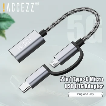!ACCEZZ 2 az 1-ben USB 3.0 OTG Adapter C Típus Micro USB-USB 3.0 Női Gyors Töltés Adatok Samsung Huawei U Lemez Flash OTG Kábel
