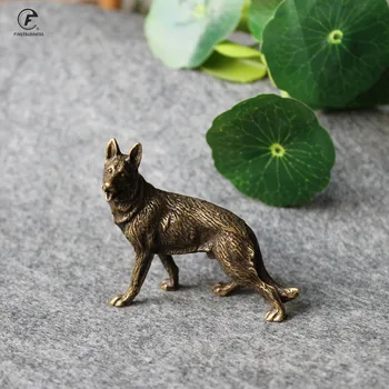 Antik Bronz Wolfhounds Szobor Lakberendezés Dísztárgy Tömör Réz Farkas Kutyák Figurák Szerencsés Feng Shui Asztal Kézműves Díszek