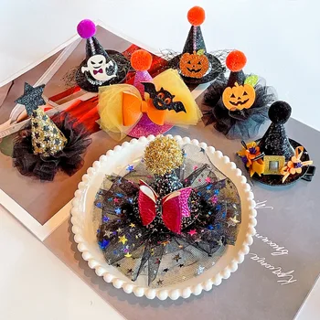 Aranyos Halloween Tiara Korona hajcsat Gyerekeknek Tök Bowknot Boszorkány Hajtű Haj Tartozékok Fesztivál Nagykereskedelmi Dropshipping
