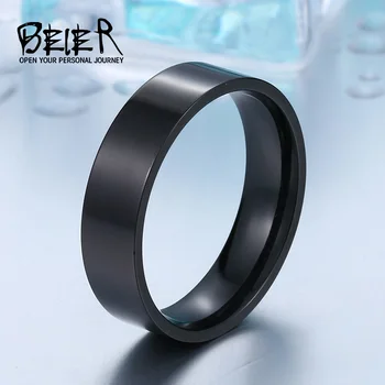 Beier 316L Rozsdamentes Acél gyűrű, Trendi Ékszerek, Egyszerű Punk Tiszta fekete Forró Eladó Esküvői Gyűrűk LLBR-R009R