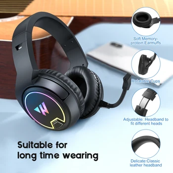 Bluetooth fejhallgató Vezeték nélküli Fejhallgató Gaming Headset Fülhallgató Fejhallgató Játék Zene Kettős Módban a PS4 PS5 XBOX Gamer PC