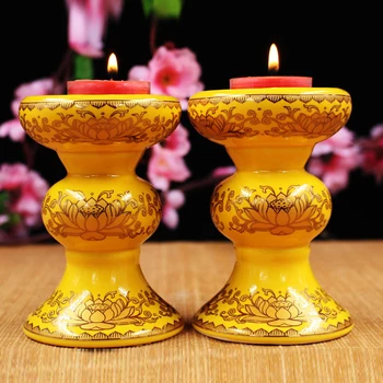 Buddhista kellékek Buddha a lámpa kerámia lotus gyertyatartó Changming lámpa vaj lámpatartó Magas lótusz virág lámpa candl