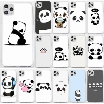 Cuki Panda Átlátszó tok iPhone 12 11 Pro Max 12 Mini X XR XS 8 7 6 6 Plusz SE 2020 5 5S hátlap