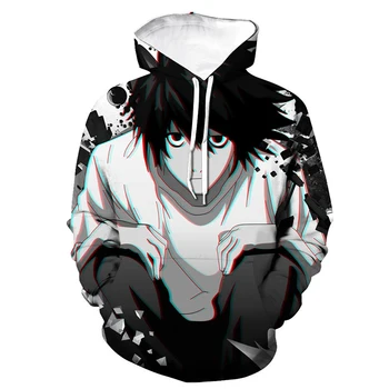 Death Note 3d Nyomtatott kapucnis felső Anime Stílusban Pulóver Férfi Nő Cosplay Sport Alkalmi Pulóver Kapucnis Divat Hip-Hop Felső