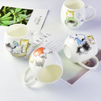 Forró Eladó Aranyos Macska nyomtatás porcelán étkészlet beállítja tea csésze tea bögre állomásról