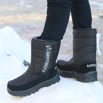 Férfi téli bakancs 2021 sűrűsödik plüss téli cipő csúszásgátló vízálló hó csizma álcázás férfi csizma -40 fok