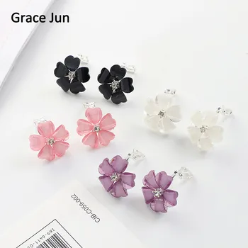 Grace Jun Koreai Stílus Virág Alakú Opál Klip Fülbevaló Nélkül Piercing, Lányok, Buli, Esküvő Varázsa Fülbevaló Anti-allergén