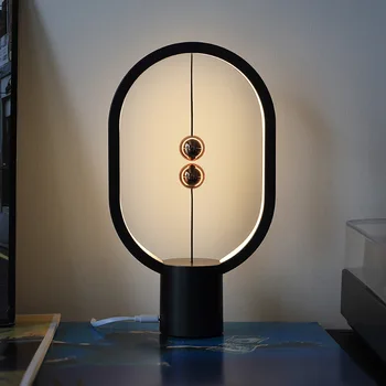 Hibiscu Egyensúly LED Mini asztali Lámpa Asztali Lámpa Hálószoba Lámpa Ovális Mágneses Levegő Kapcsoló szemvédő Éjszakai Fény Touch Control
