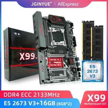JINGYUE X99 Kit Alaplap LGA 2011-3 Szett Inte E5 összesen 2673 dollár V3 Processzor 16G(2*8) DDR4 ECC Memória Támogatás USB3.0 TITÁN D4