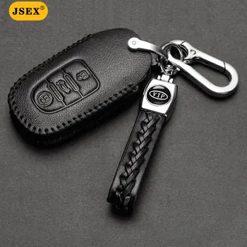JSEX Bőr Autó Kulcs Esetben Fedezi Az Audi A6L A5 Q7 Q8 S4 S5 A4 B9 A8L TT Magas minőségű Cink ötvözet Kulcs, Táska, Gyűrű, Kiegészítők, Férfi