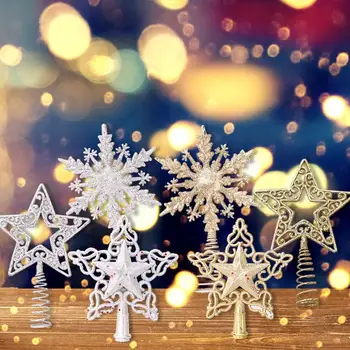 Karácsonyfa Topper Csillag, Hópehely Design Star csúcsdíszt Csillogott karácsonyfa-top-Star a Karácsonyi Ünnepi Díszek
