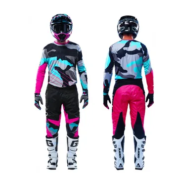 Kiváló Minőségű, Rózsaszín Motocross Felnőtt Felszerelés Combo MX-SX DH Off-Road Dirt Bike Szellőztetett Motocross Jersey&Nadrág, Combo