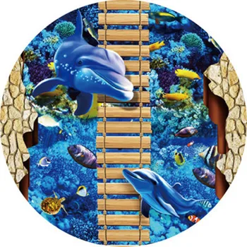 Kék óceán Mediterrán stílusú Szőnyeg, Kreatív, 3D-Nyomtatott Kerek Szőnyeg nappali Hálószoba terület szőnyegek Fürdőszoba Felszívja a Vizet Mat