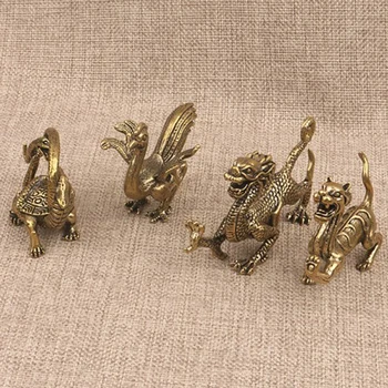 Kínai Ősi Mitikus Szörny Miniatűr Figura Sárkány-Tigris Teknős Feng Shui Dísz, Otthon Dekoráció, Kézműves
