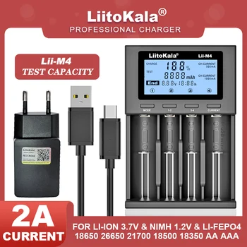 LiitoKala Lii-M4 LCD 5V 18650 3,7 V Lítium Akkumulátor Töltő, Okos Vizsgálati Kapacitás 26650 18350 21700 18500 20700 1.2 V AA AAA Nimh
