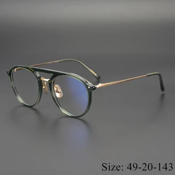 Limitált kiadású Klasszikus szemüveg Ultrakönnyű tiszta titán-acetát keret CLEMAN kettős híd stílus szemüveg minőség-made in Japan