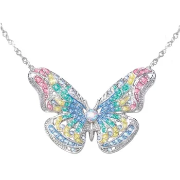 Luxus tökéletes divat cirkon színes pillangó nyaklánc, medál, női elegáns temperamentum varázsa ékszerek Valentin napi ajándék
