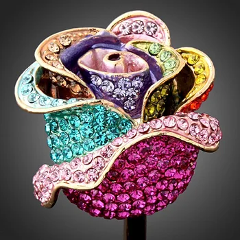 Nagykereskedelmi női gyűrű, Arany Színű Rose Esküvői Gyűrű, Színes Ausztria Kristályok Női Ékszerek legjobb női ajándék