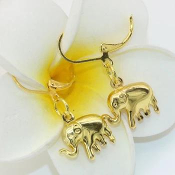 Outlet klasszikus design 12*15mm elefánt arany színű karika csepp fülbevaló a menyasszony a nők szerencsés gyönyörű ékszerek B2659