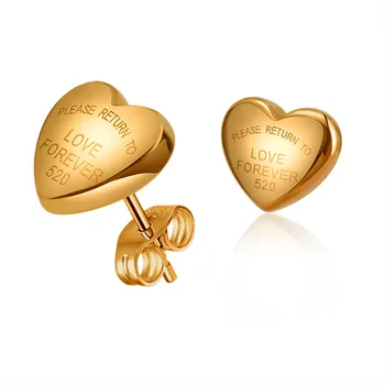 Romantikus, Szív alakú Betűkkel Fülbevaló Női Arany Színű Rozsdamentes Acél Fülbevaló 2021 Trend Női Ékszerek Lány Ajándékok