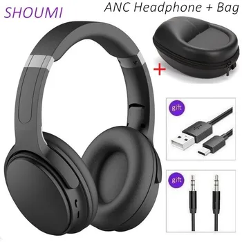 Shoumi Aktív zajszűrő Fejhallgató az aktív zajszűrés funkció Bluetooth Sztereó Headset Vezeték nélküli Fülhallgató Sisak Mic Bőr Táska Basszus Hang, a Q8