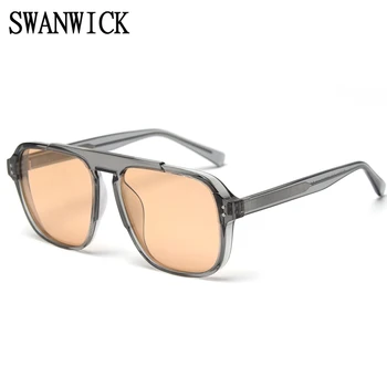 Swanwick, hatósági photochromic férfi napszemüveg polarizált tér napszemüvegek TR90 keret nők koreai stílus átlátszó szürke narancs