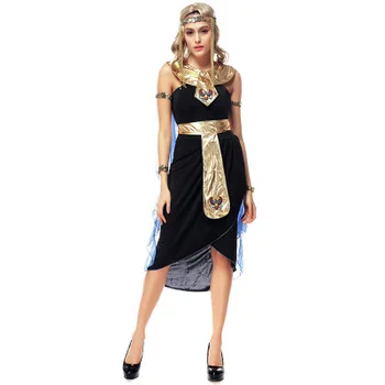 Szexi Egyiptomi Kleopátra Istennő Jelmez Halloween Farsang Fél Egyiptomi Királynő Cosplay Elegáns Ruha