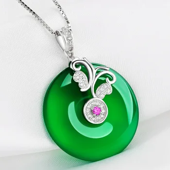 Természetes Zöld Hetian Jade Pillangó Medál 925 Ezüst Nyaklánc Kínai Jadeite Amulett Divat Varázsa, Ékszerek, Ajándékok, Női Neki