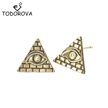 Todorova Vintage Férfi Fülbevaló Egyiptom Egyiptomi Piramis Mindent Látó Szem Illuminátusok Fülbevaló Geometriai Háromszög Ékszerek