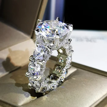 Top Design 925 Sterling Ezüst Gyűrű Javaslom, Esküvői Jegygyűrűt Hercegnő Intarziás Nagy Gyémánt Gyűrű Ajándék Barátnője