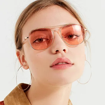 unisex moda napszemüveg nők férfiak 2022 éjszakai vezetés szemüveg nagy téglalap Cukorka Színű árnyalat a férfiak pilóta oculos de sol feminino