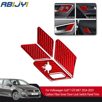 VW Golf 7 GTI MK7 2014-2019 Autó Tartozékok Belső Szénszálas Piros Matrica Autó Zár Dekorációs Matricák 4DB