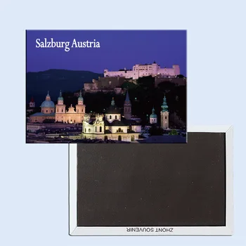 Vár a hegyen éjjel , Salzburg Austria24375 Hűtő Mágnes
