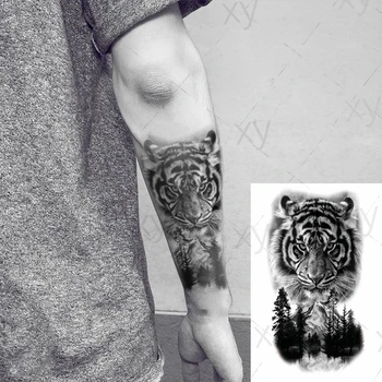 Vízálló Ideiglenes Tetoválás Matrica Reális Tigris Erdő Jóképű Mell Művészeti Mellkasi Vissza Hasa Hamis Flash Tatto a Nők, Férfiak