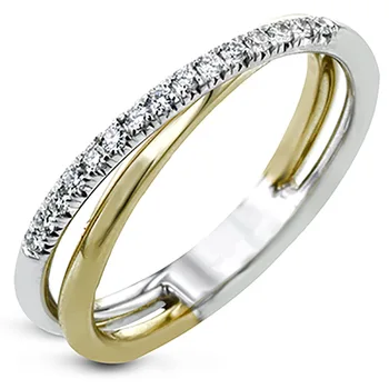 YSDLJG Divat Klasszikus, Egyszerű, X Alakú Kereszt Nők Gyűrű Luxus CZ Kő Mix Fém Színű, Kiváló Minőségű Esküvői Gyűrű, Eljegyzési Gyűrű
