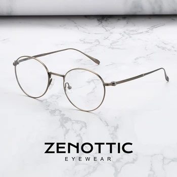 ZENOTTIC Titán Kerek Szemüveg Keret Retro Ultrakönnyű Rövidlátás Szemüveg Divat Márka Tervezője Tiszta Optikai Szemüvegek Szemüveg