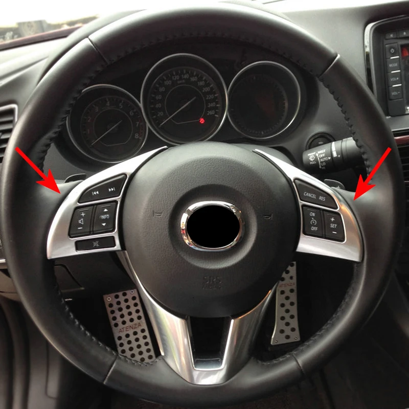 AX Alkalmas Mazda 6 M6 Atenza 2014-2016 Chrome Belső Kormánykerék Panel Fedél Berendezés Belső Díszítés Fröccsöntés Jelvény Betét 2db 0